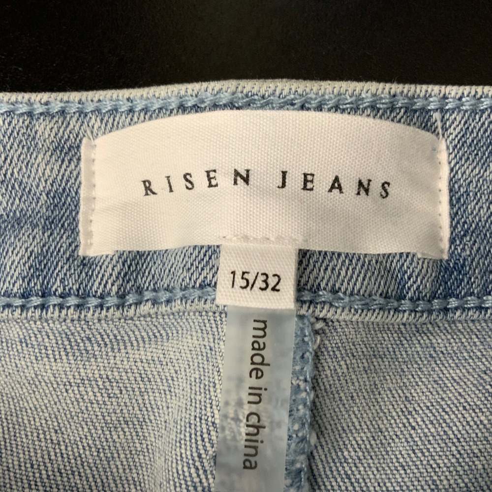 Risen Jeans Los Angeles High Rise Distressed Straight Leg Light Wash 15/32 - Picture 7 of 10